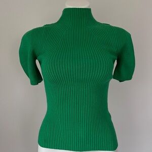 Anthropologie Maeve Emerald Green Short Sleeve Ribbed Sweater